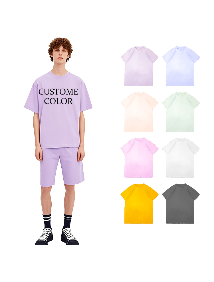 Maglietta girocollo multicolore, pesante, con logo personalizzato