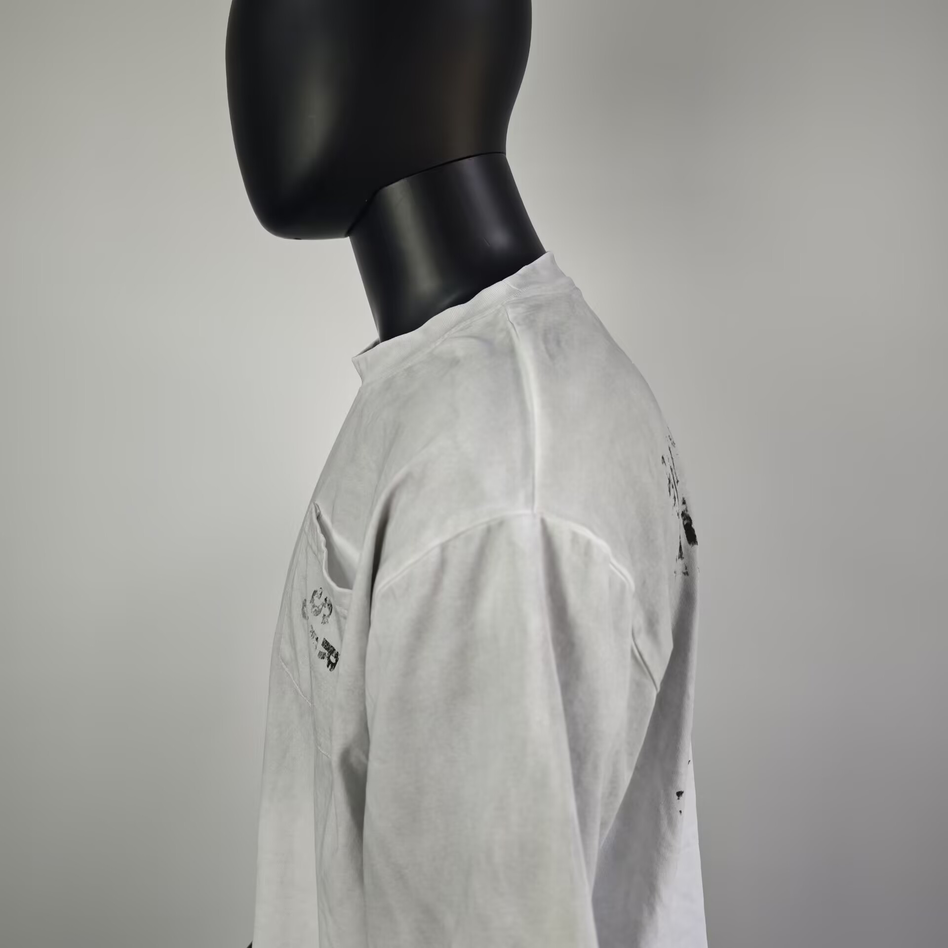 Maglietta da uomo oversize, t-shirt bianca, lavaggio acido, pesante, lavaggio sbiadito dal sole, t-shirt vintage squadrate e corte, effetto consumato, per uomo