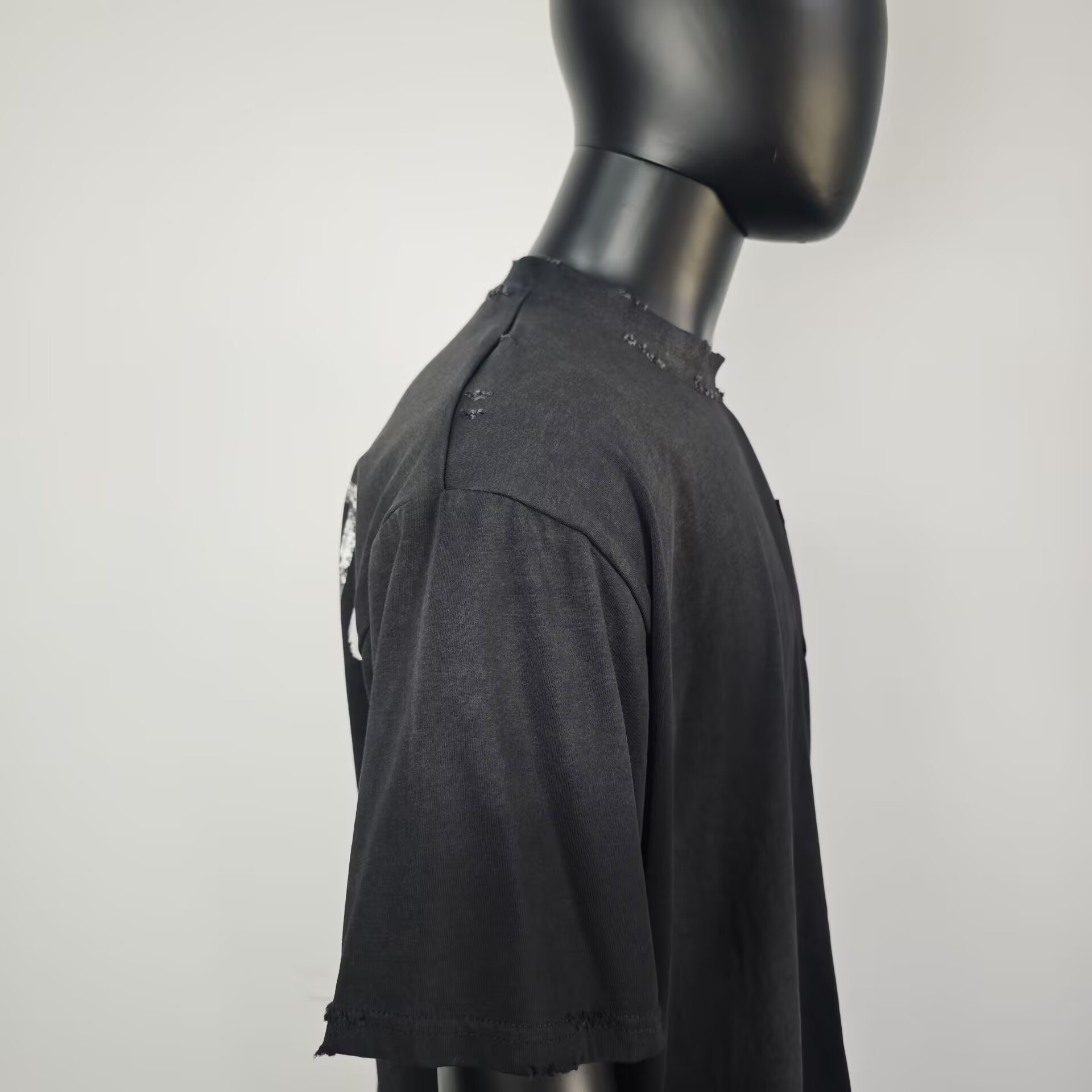 Maglietta da uomo oversize, t-shirt bianca, lavaggio acido, pesante, lavaggio sbiadito dal sole, t-shirt vintage squadrate e corte, effetto consumato, per uomo