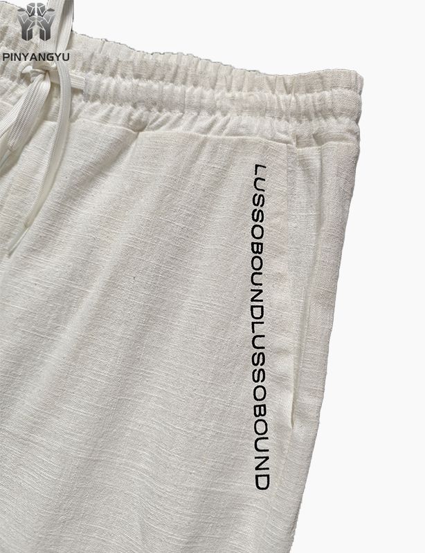 pantaloni personalizzati in tessuto di cotone e canapa