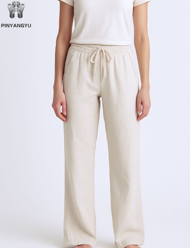 pantaloni personalizzati in tessuto di cotone e canapa