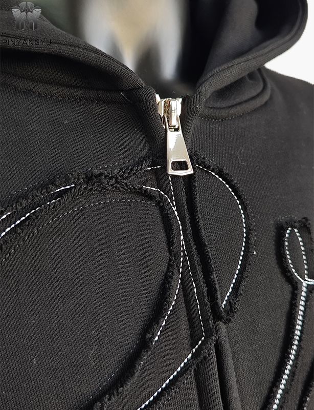 Felpa con cappuccio personalizzata con doppia cerniera e ricamo patch