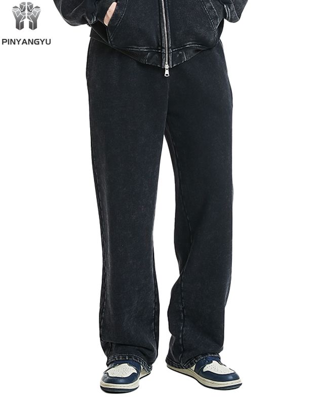 Pantaloni della tuta in cotone French Terry dal design personalizzato Pantaloni da jogging da uomo in maglia di cotone con gamba larga ampia e oversize con logo