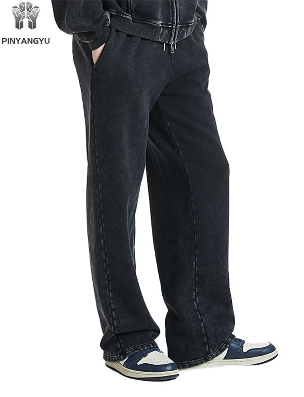 Pantaloni della tuta in cotone French Terry dal design personalizzato Pantaloni da jogging da uomo in maglia di cotone con gamba larga ampia e oversize con logo