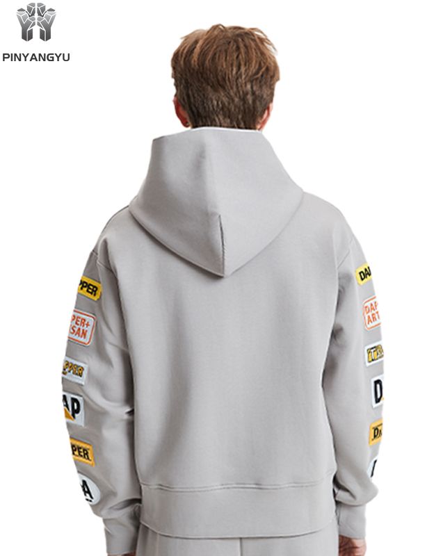 Felpa con cappuccio patchwork con stampa personalizzata Patch ricamata Lavaggio acido invecchiato Zip sbiadita con strass 100% cotone Felpa con cappuccio LOGO OEM