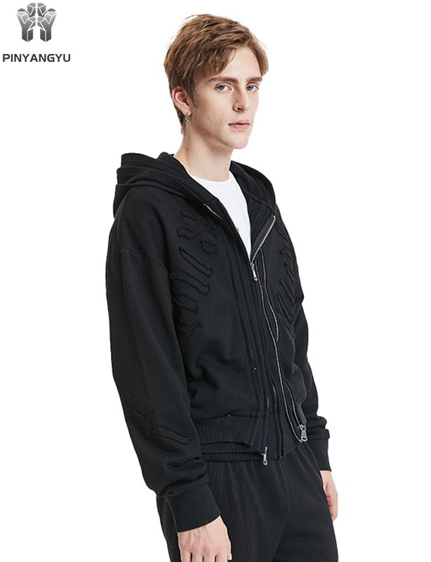 Felpa con cappuccio da uomo con cappuccio a tre strati, tinta unita, ricamata, in cotone pesante, personalizzato, a tre strati, cucita, 500 g/m&sup2;, 100% cotone