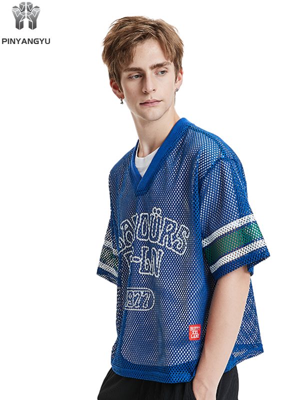 Maglietta personalizzata in rete macro, maglietta traspirante in rete con grandi fori per lo sport e l'estate