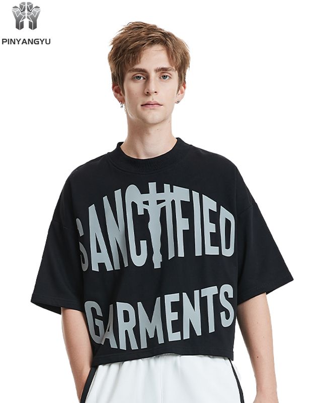 Top corto nero - T-shirt in morbido cotone personalizzata