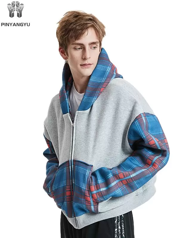 Felpa con cappuccio e zip con stampa artistica Felpa con cappuccio e zip con stampa artistica