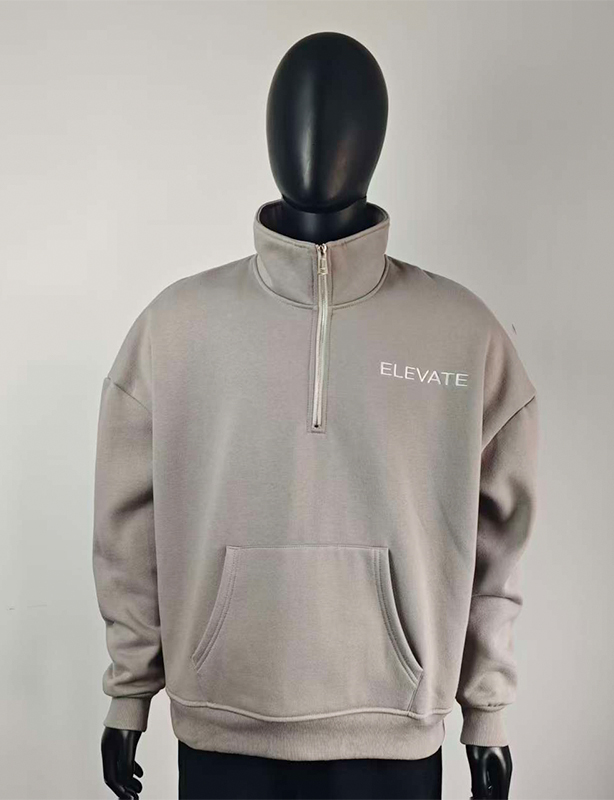 Felpa con cappuccio lunga in spugna girocollo da donna con logo personalizzato di alta qualit&agrave; Felpa pullover con mezza zip in cotone 100% Made China OEM