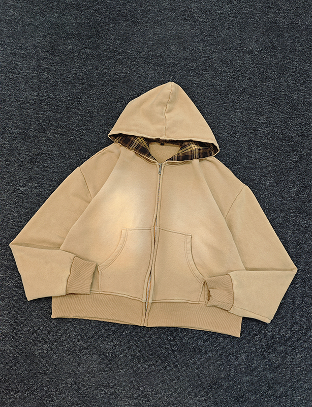 Cotone tinta unita con ricamo in pile con logo personalizzato per felpa con cappuccio con doppia zip per uomo Felpe con cappuccio oversize con cerniera autunnale