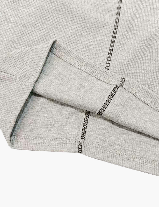 Magliette streetwear personalizzate OEM Produttore di camicie a maniche lunghe con motivo waffle Crop Box Fit termico oversize per uomo