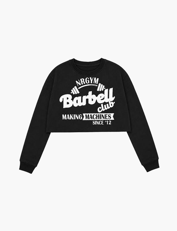 Felpe girocollo personalizzate dal taglio corto: design trendy a maniche lunghe con orlo alto in puro cotone premium, perfette per strati o stile streetwear autonomo