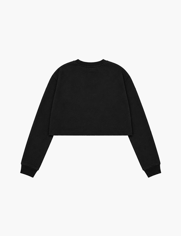 Felpe girocollo personalizzate dal taglio corto: design trendy a maniche lunghe con orlo alto in puro cotone premium, perfette per strati o stile streetwear autonomo